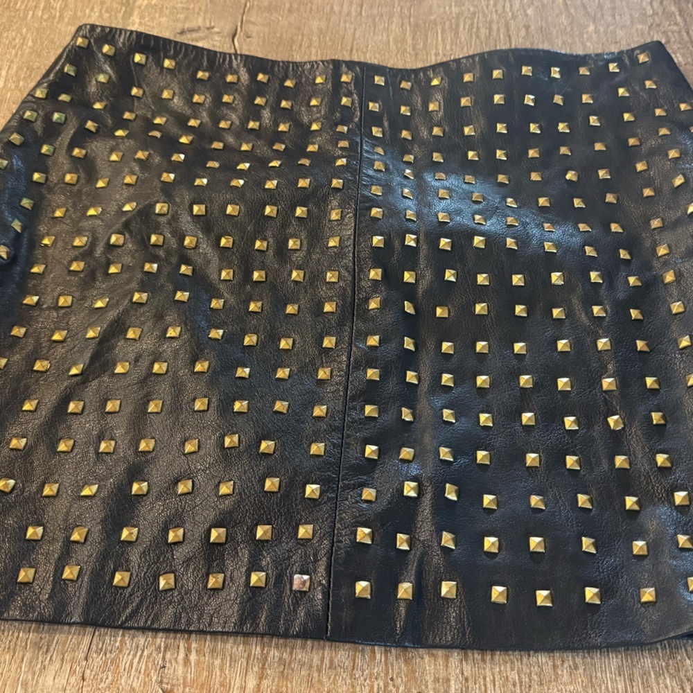 Black Studded Leather Skirt